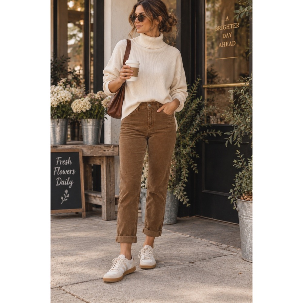 KUT From the Kloth Catherine Boyfriend Corduroy Pants Whiskey Brown Size 2